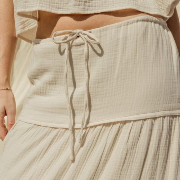 Natural Color Tiered Cotton Maxi Flowy Skirt - Picture 4 of 5